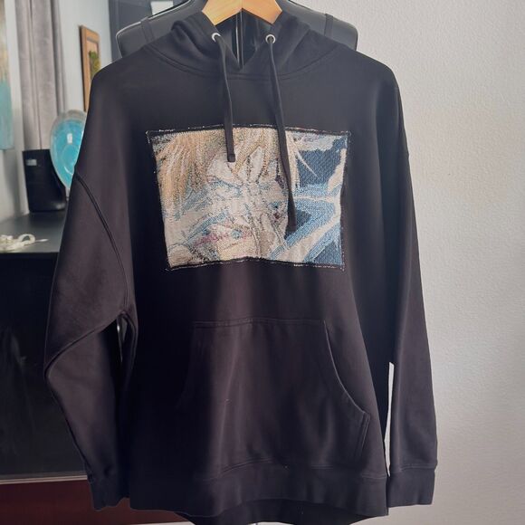 Custom Anime Patch Black Hoodie Independent Trading Company SS4500P Men’s Large - Picture 1 of 10